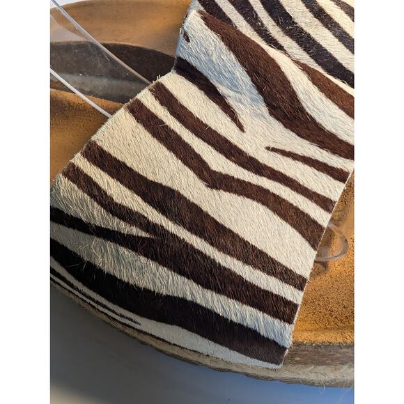 YOKONO Calf Hair Leather Zebra Print Slide Sandals Made in Spain Women's 9 - Picture 2 of 11